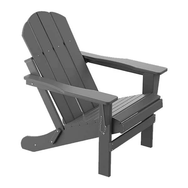 Sudzendf Gray HDPE Outdoor Patio Adirondack Chair 1-Piece