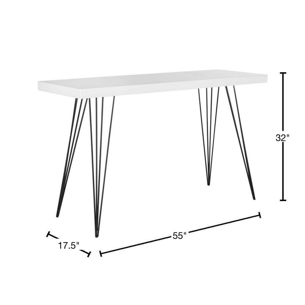 Transitional Black and White Metal Wood Console Table with Storage