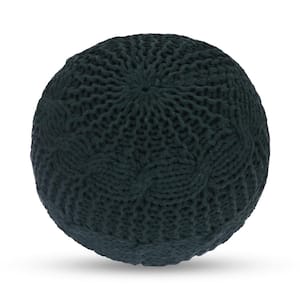 Brystol Green Cotton Yarn Hand - Knitted Round Pouf