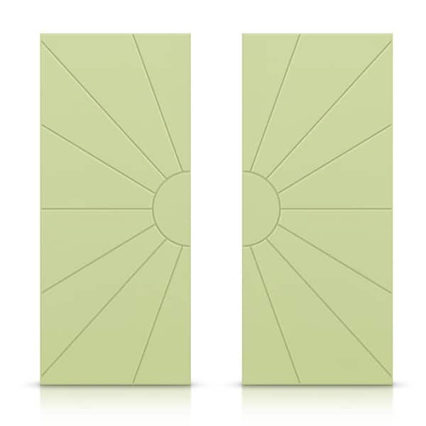 CALHOME 72 in. x 80 in. Hollow Core Sage Green Painted Composite MDF Interior Double Closet Sliding Doors