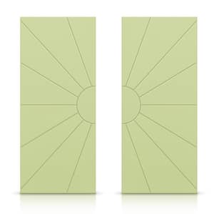 84 in. x 80 in. Hollow Core Sage Green Stained Composite MDF Interior Double Closet Sliding Doors