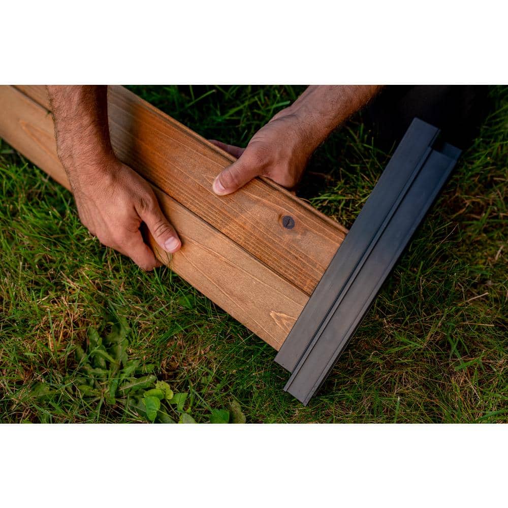 Mezza 39" Cedar Parklette Planter with Black Posts
