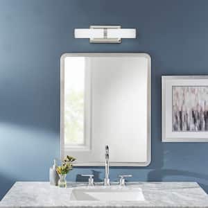 Rolande 60-Watt Equivalent Polished Nickel LED Vanity Light with Tube Etched Glass