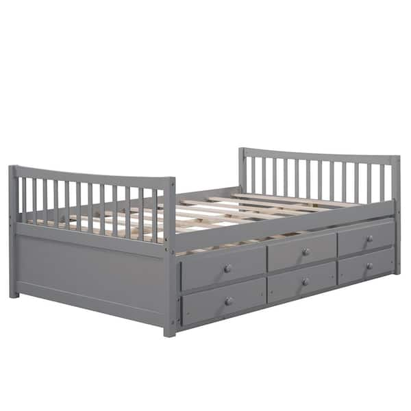 Z-joyee Gray Full Daybed with Trundle and Drawers LY-LP000341AAE - The ...