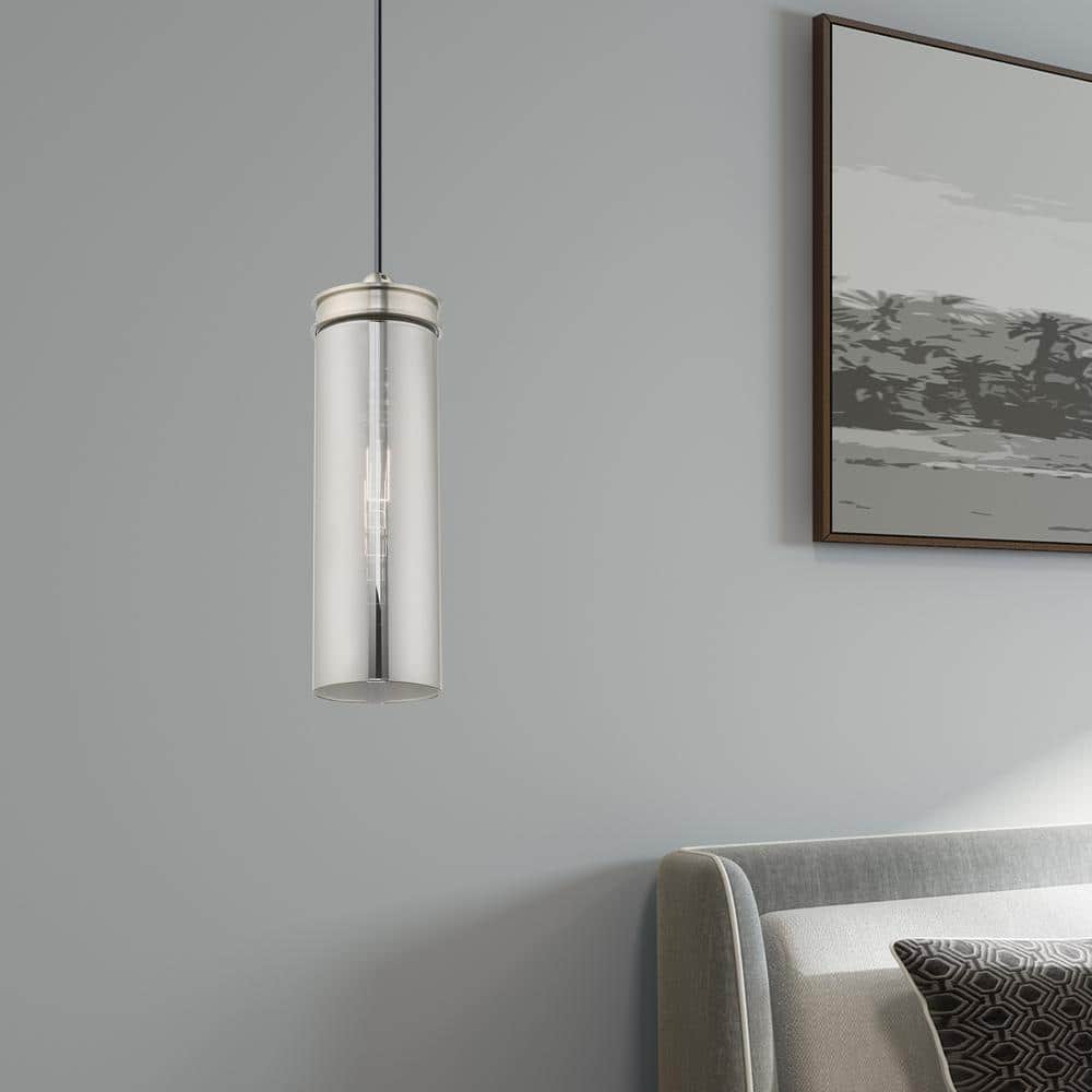 Sleek Smoke Glass Mini Pendant with Brushed Nickel Finish