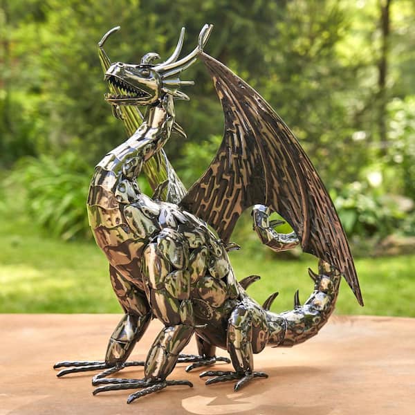 Zaer Ltd. International 21 in. Tall Metal Dragon Statue &quot