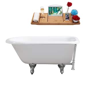 48 in. Cast Iron Clawfoot Non-Whirlpool Bathtub in Glossy White with Polished Chrome Drain And Polished Chrome Clawfeet