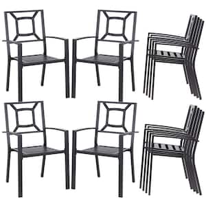 Black Stackable Metal Outdoor Dining Chair (12-Pack)