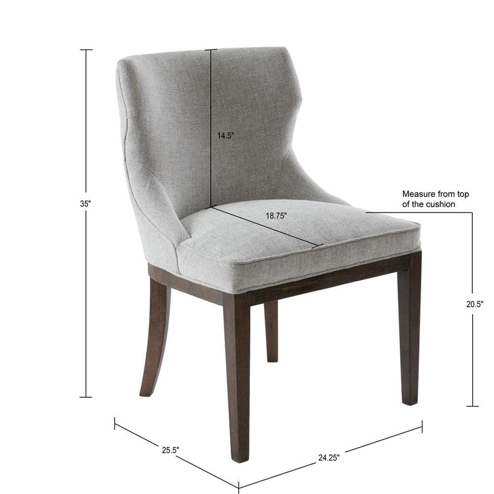 Set of 2 Gray Upholstered Walnut Dining Side Chairs