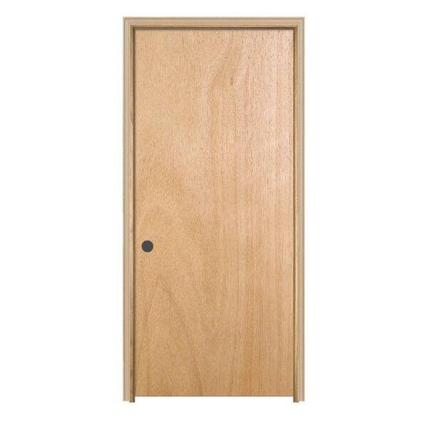 JELD-WEN 28 in. x 80 in. Unfinished Right-Hand Flush Hardwood Single ...