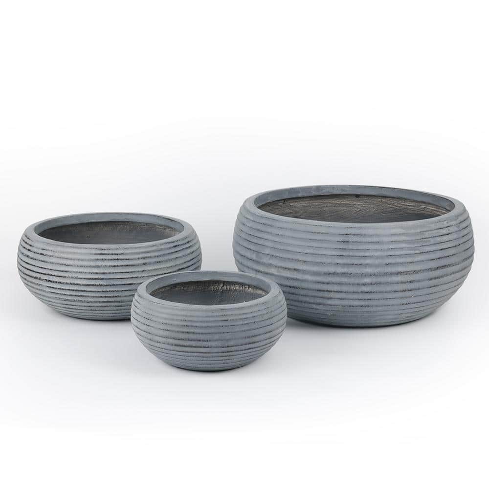 Aoodor 21.7 in. Dia Gray Magnesium Oxide Round Pot Planter (Set of 3)  800-189-GY - The Home Depot