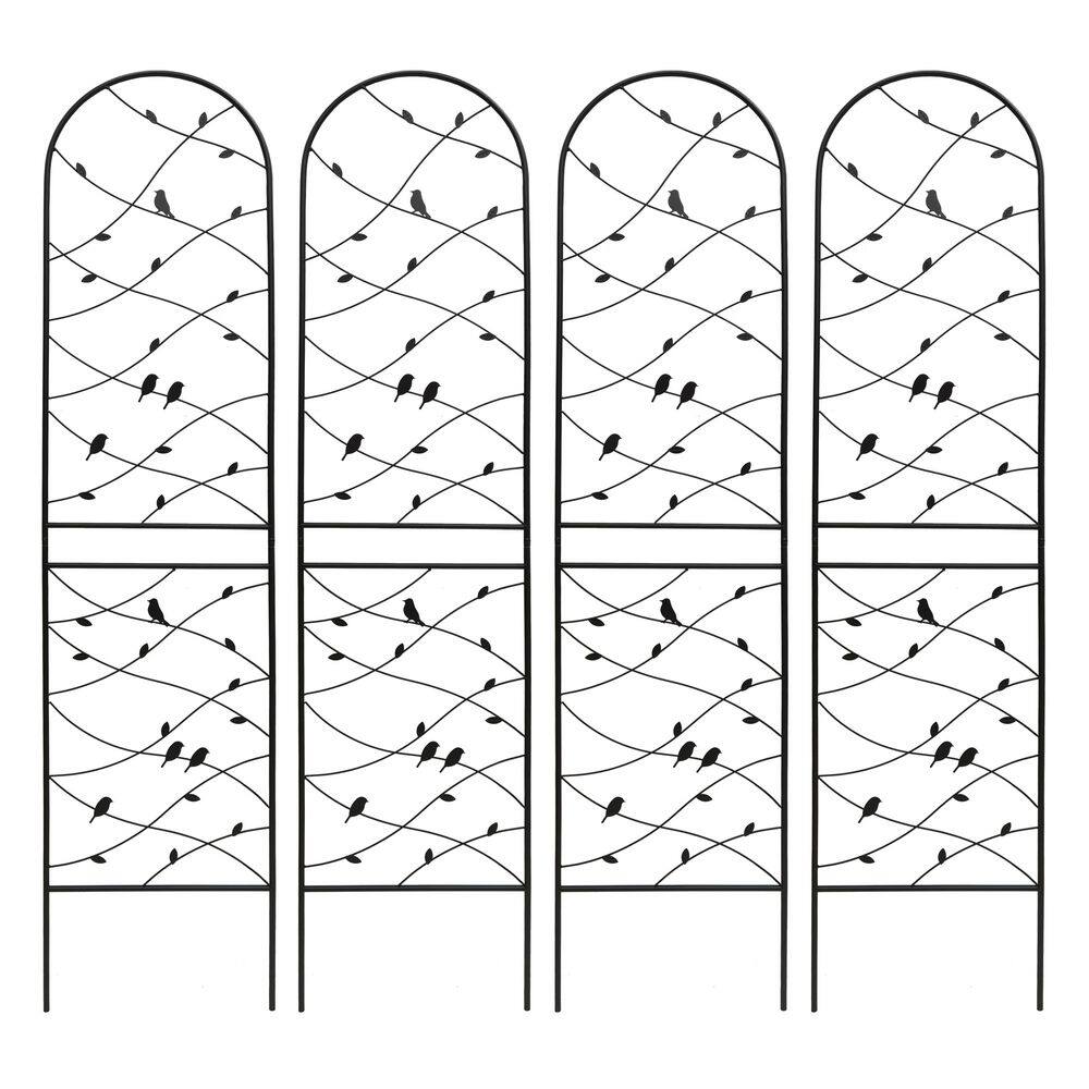 4-Pack 86.7 in. x 19.7 in. Outdoor Metal Garden Trellis Rustproof Trellis for Climbing Plants Flower Support Black price history on PriceWatchPro