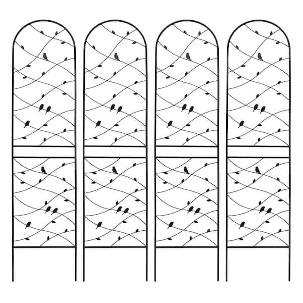 4-Pack 86.7 in. x 19.7 in. Outdoor Metal Garden Trellis Rustproof Trellis for Climbing Plants Flower Support Black