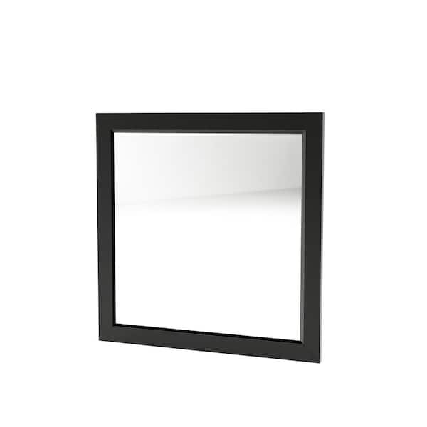 Furniture of America Alarcon 38.25 in. H x 38.13 in. W Classic Rectangle Framed Black Vanity Mirror