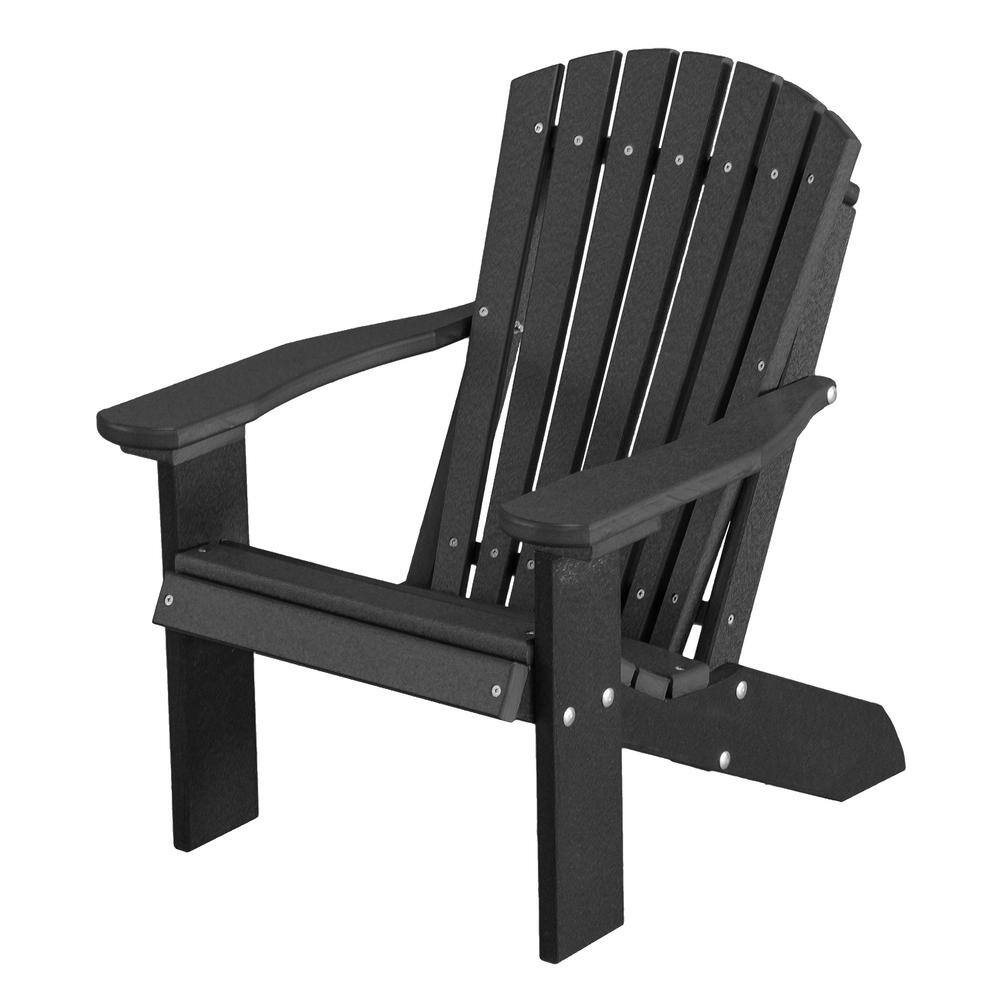 WILDRIDGE Heritage Black Plastic Outdoor Child Adirondack Chair LCC 113   Wildridge Plastic Adirondack Chairs Lcc 113 Bk 64 1000 