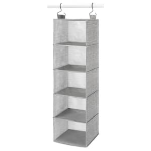 35 in. H Space-Dyed Gray 5-Shelf PPNW Hanging Closet Organizer