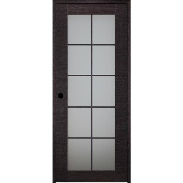 Belldinni Avanti 10 Lite 18 in. x 92.5 in. Left-Hand Frosted Glass Solid Core Black Apricot Wood Single Prehung Interior Door