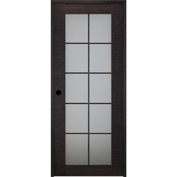 Belldinni Avanti 10 Lite 24 in. x 92.5 in. Left-Hand Frosted Glass Solid Core Black Apricot Wood Single Prehung Interior Door
