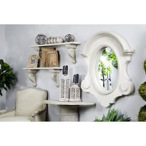 Large Oval Matte White American Colonial Mirror (43 in. H x 40.5 in. W)