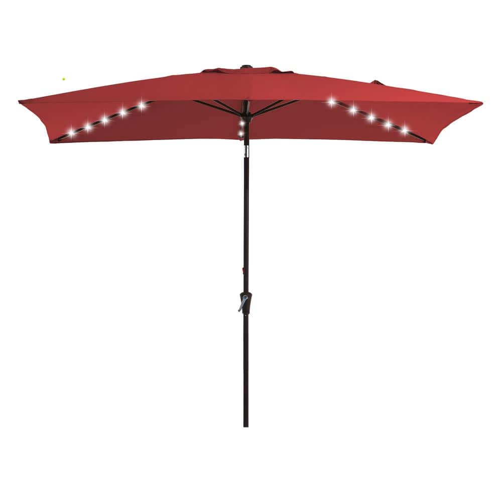 6.5 x 10 ft. Market Solar LED Lighted Tilt Patio Umbrella Rectangular Outdoor Umbrella in Red price history on PriceWatchPro