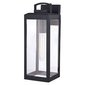 Kinzie 1 Light Dusk to Dawn Black Outdoor Wall Lantern Clear Glass