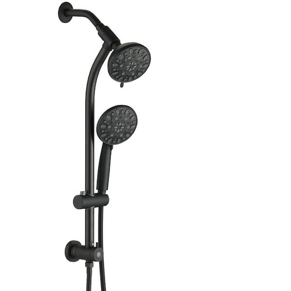 7-spray 5 in. Dual Wall Rain Shower Head and Handheld Shower Head With 1.8 GPM in Matte Black