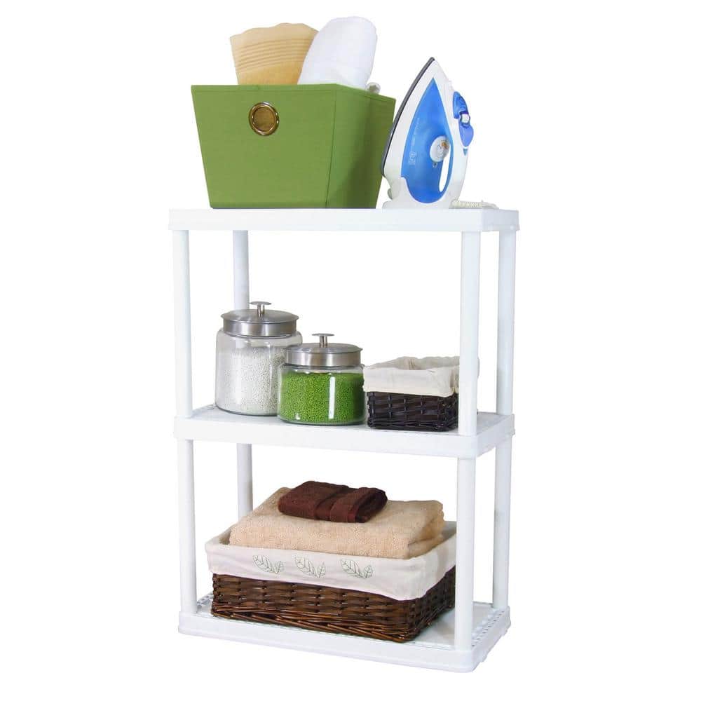 White 3-Shelf Lightweight Plastic Storage Unit