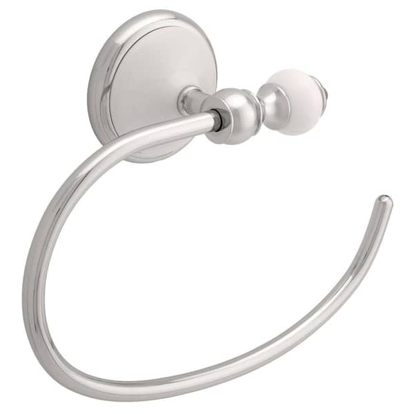Delta Alexandria Towel Ring in Chrome and White