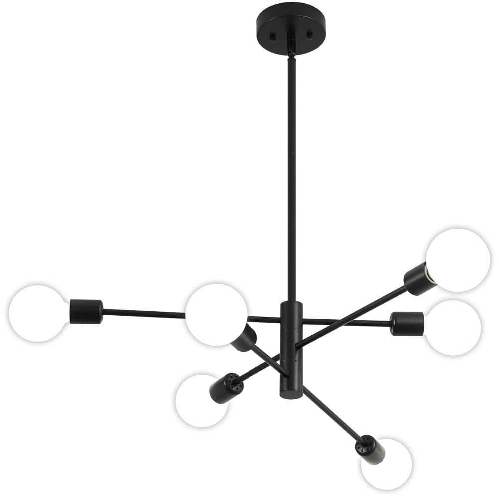 Vintage 6-Light Black Linear Sputnik Chandelier for Living Room, Mid Century Ceiling Lights without Glass Shade and Bulb price history on PriceWatchPro