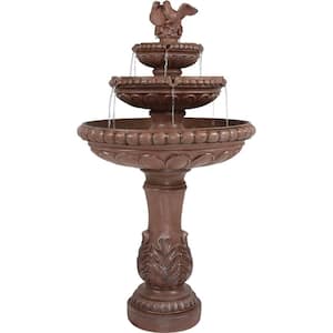 43 in. 3-Tier Dove Pair Outdoor Water Fountain