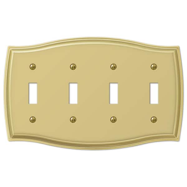 AMERELLE Vineyard 4 Gang Toggle Steel Wall Plate - Polished Brass