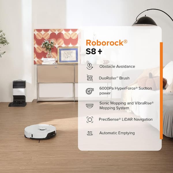 roborock S8 Pro Ultra Robot Vacuum and Mop, Auto Drying, Auto Mop Washing,  Self Emptying, Self Refilling, Liftable Dual Brush & Sonic Mop, 6000Pa