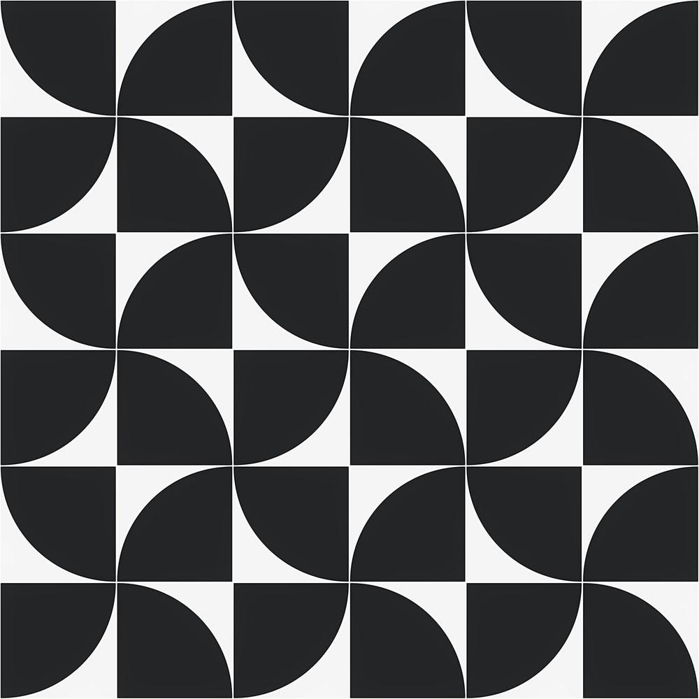 Tarin 8" x 8" Black and White Porcelain Tile