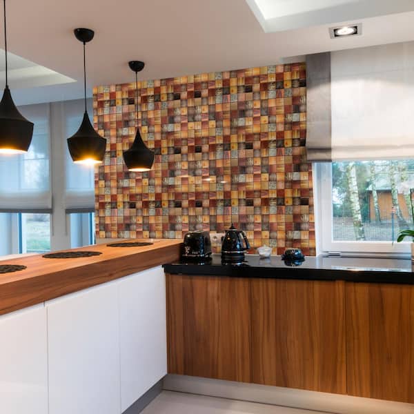3D Falkirk Retro 1/100 in. x 38 in. x 19 in. Multicolor Faux Timber PVC Decorative Wall Paneling (10-Pack)