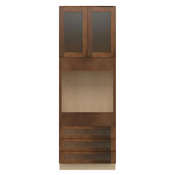Amherst Shaker 33 in. W x 96 in. H x 24 in. D in Walnut Plywood Assembled Single Oven Cabinet