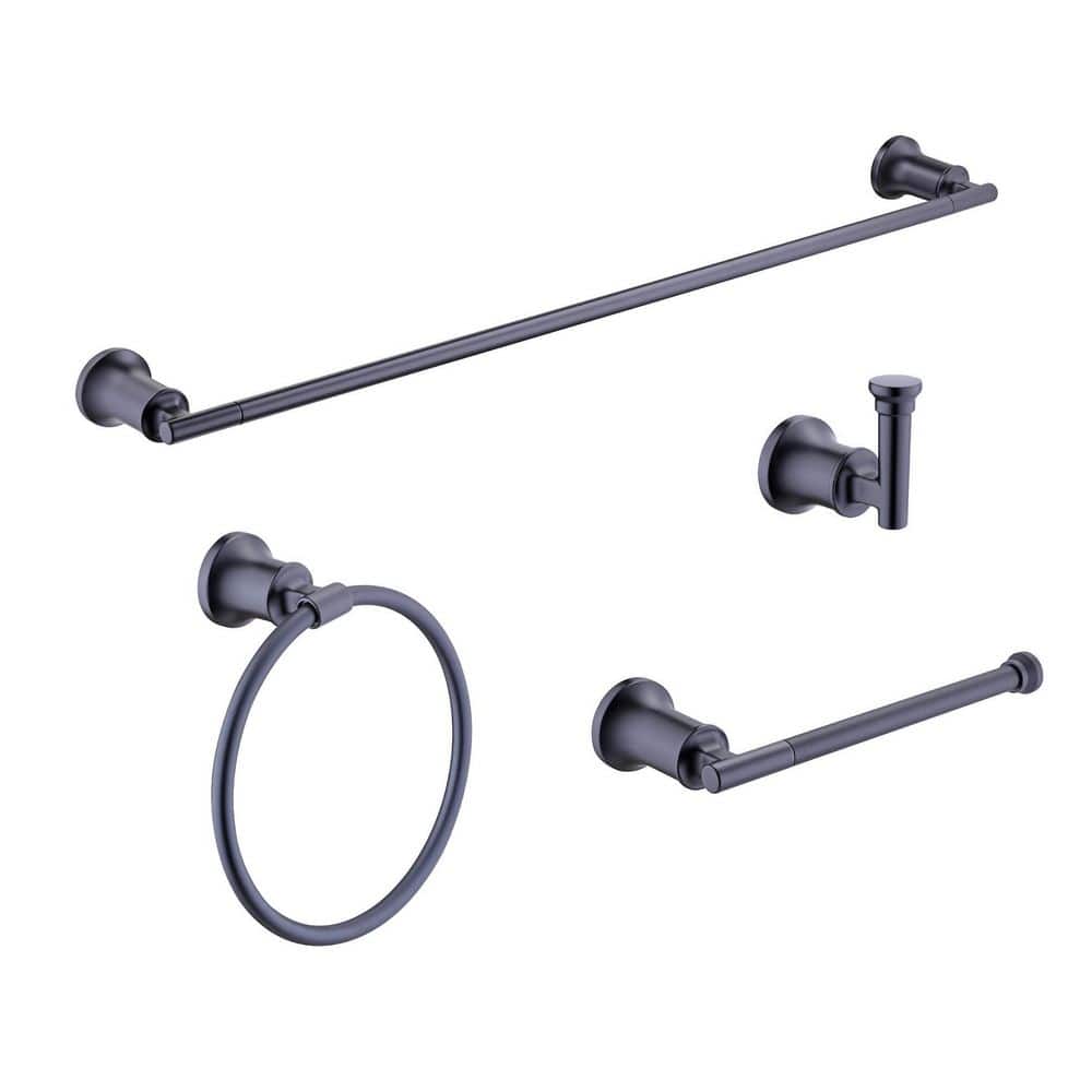 Ntipox 5 Piece Stainless Steel Matte Black Bathroom Hardware Accessories Set  Include Towel Bar Set Matte Black, 24 inch Bath Accessori