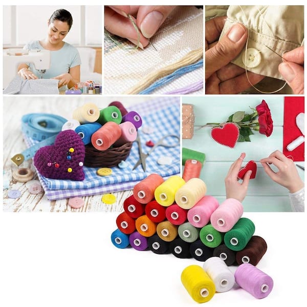 30-Piece, 24-Color 1000 Large Yards Cotton Sewing Thread Set