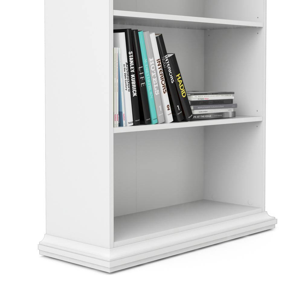 Sonoma Tall Wide Adjustable White Wood 5-Shelf Bookcase