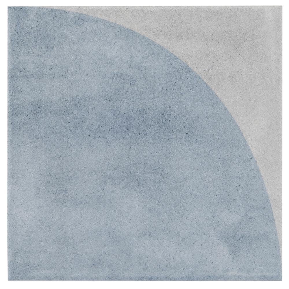 Quincy 7.87'' Blue and Gray Porcelain Encaustic Tile