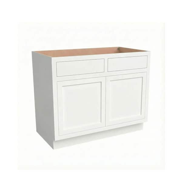 39 in. W x 25 in. D x 34.5 in. H Plywood Ready to Assemble Bases Kitchen Cabinet with Double Drawers and Doors in Beige
