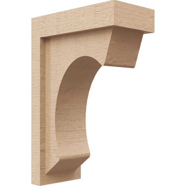 Ekena Millwork 4 in. x 12 in. x 8 in. Series 2 Classic Emerson Rough Cedar Woodgrain Timberthane Polyurethane Corbel, Primed Tan