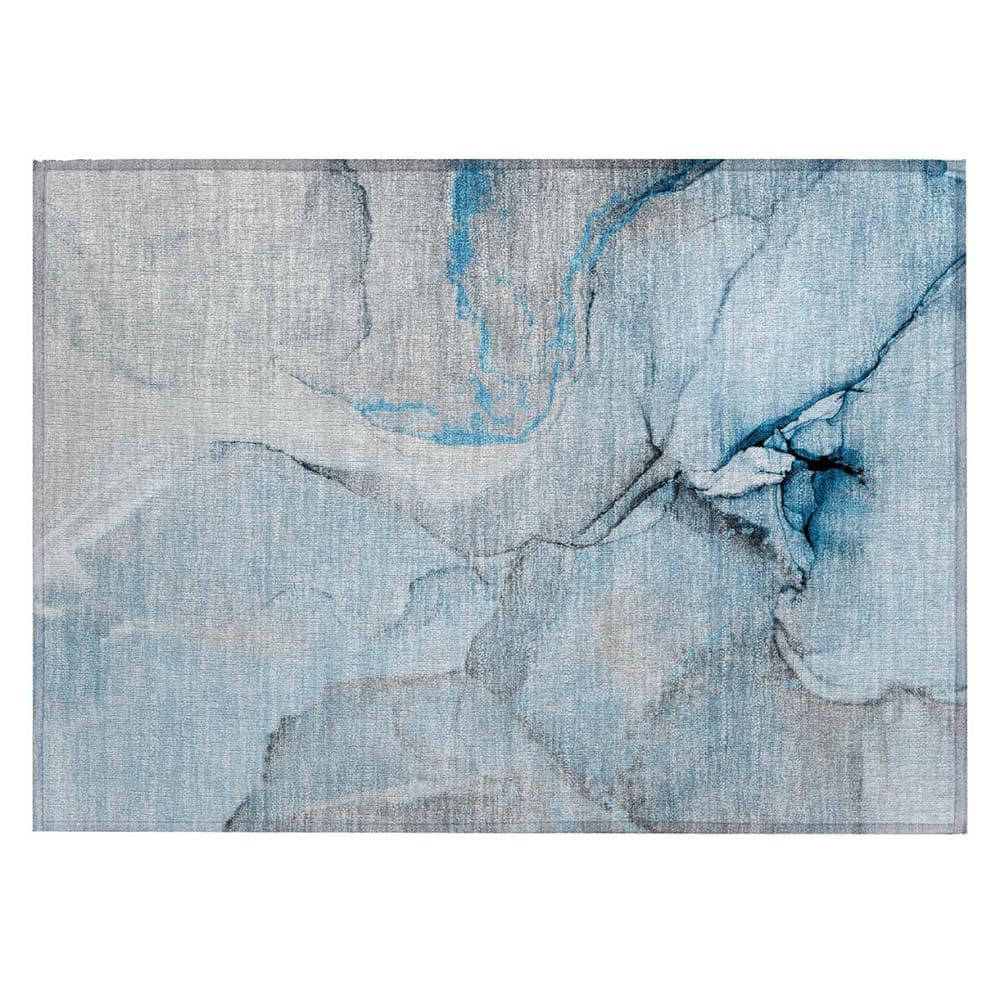 Blue and Ivory 2 ft. x 3 ft. Abstract Indoor/Outdoor Area Rug price history on PriceWatchPro