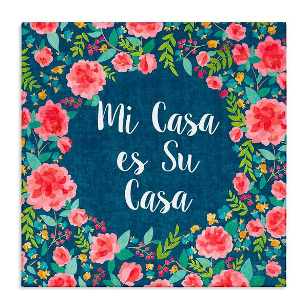 Stupell Industries Florals Our House by Harriet Sussman Gallery Wrapped Unframed Typography Graphic Art Print 24 in. x 24 in.