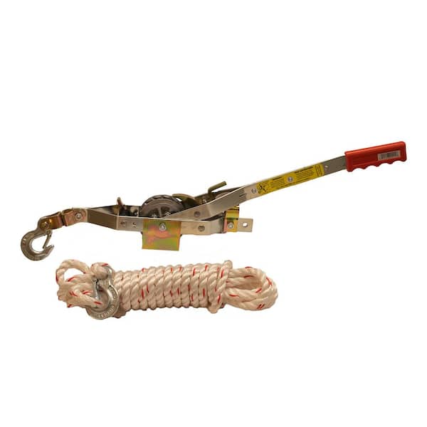 Maasdam Pow'R Pull 1,500 lb. 3/4 Ton Capacity 10:1 Leverage Rope Puller Come Along Tool with 20 ft. of Highway Approved Rope