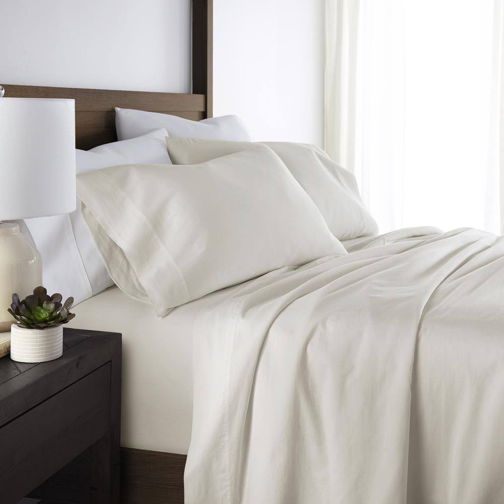 Ivory Twin Cotton Sheet Set with Pillowcase