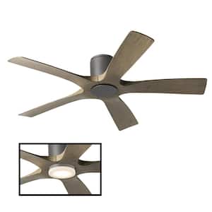 Aviator 54 in. Smart Indoor/Outdoor 5-Blade Graphite Weathered Gray Flush Mount Ceiling Fan with Remote Control