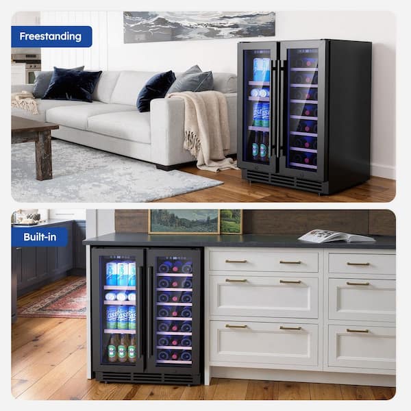 SIMZLIFE 24 in. Dual Zone 21-Bottles and 88-Cans Freestanding