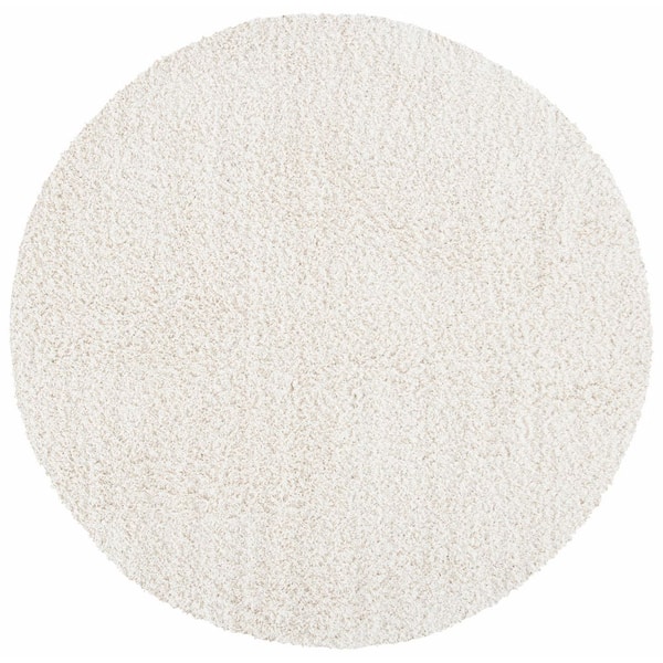 Venus Shag 8 ft. x 8 ft. Round Ivory Solid Color Area Rug