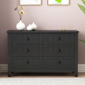 47.2 in. W x 17.7 in. D x 30.1 in. H Black Linen Cabinet with Drawers for Living Room Kitchen