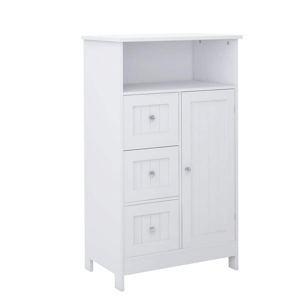 23.62 in. W x 11.8 in. D x 39.57 in. H White MDF Freestanding Linen Cabinet with 3 Drawers and 1 door price history on PriceWatchPro